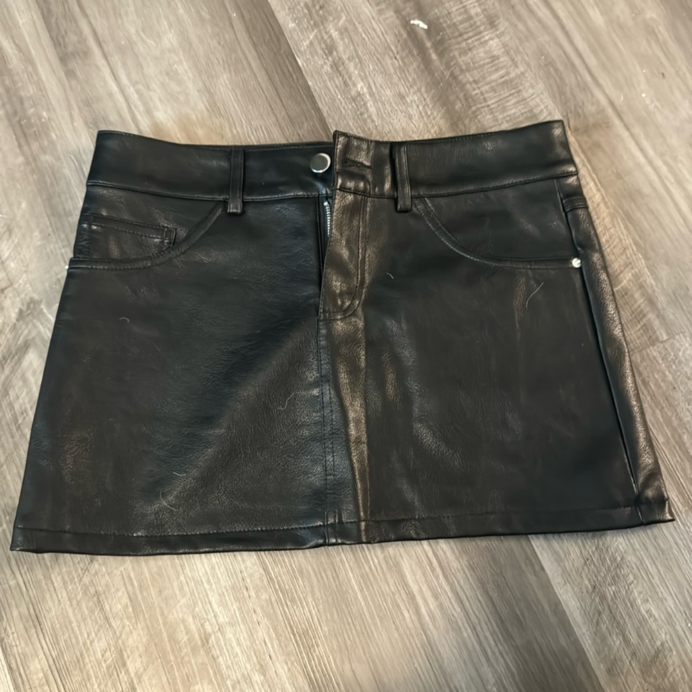 Edikted black leather skirt